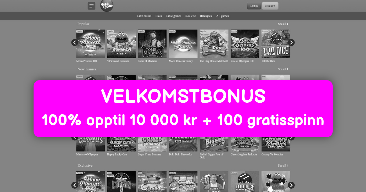VeraJohn Casino - Beste Online Casino i Norge